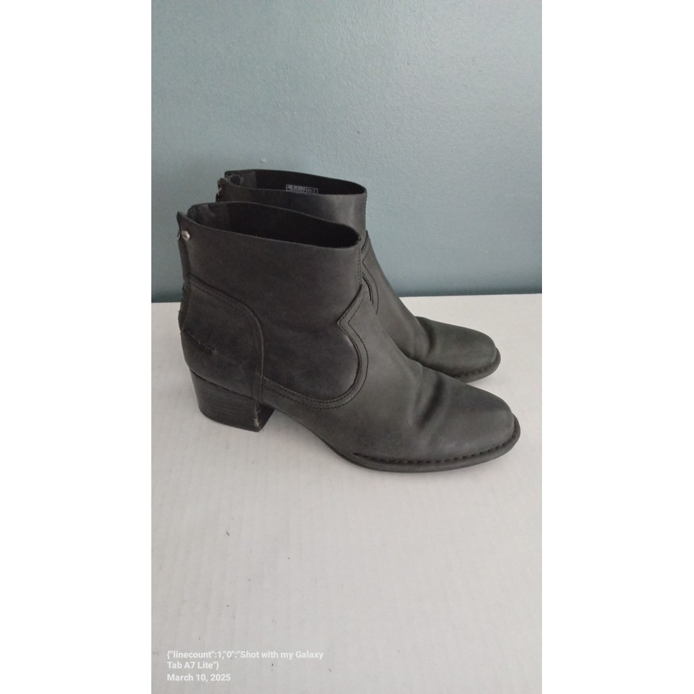 UGG Leather Ankle Boots Back Zip Block Heel Black Booties Women's Size?